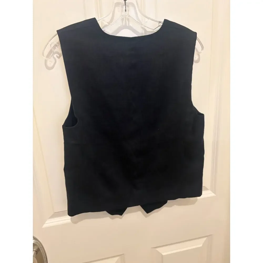 ZARA ZW Collection Minimalist Black VEST Sz X-Small Run Big